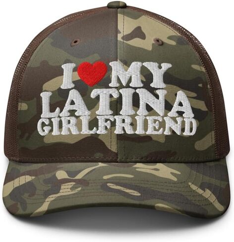 NX Camo I Love My Latina Girlfriend Embroidered Curved Bill Camouflage Trucker Hat Low Crown Adjustable Cap in Saudi Arabia