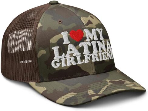 NX Camo I Love My Latina Girlfriend Embroidered Curved Bill Camouflage Trucker Hat Low Crown Adjustable Cap in Saudi Arabia