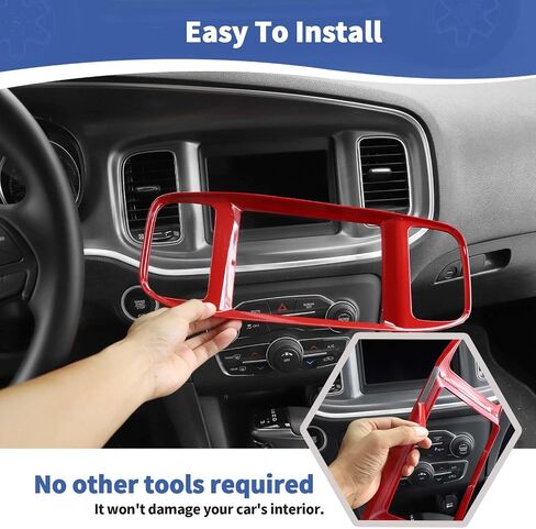 RT-TCZ for Charger Red Center Dash 7" Display Trim Cover for Dodge Charger 2015-2023 Red Interior Accessories (Not fit 8.4inch Screen) in Saudi Arabia