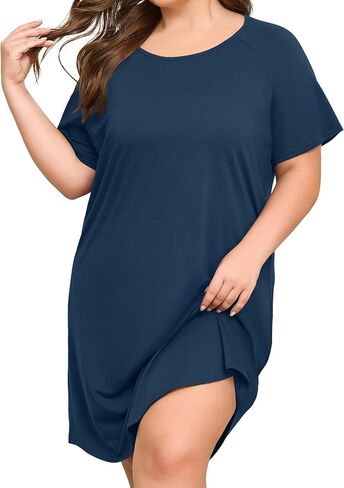 COOTRY Plus Size Nightgowns for Women Moo Moos Short Sleeve Sleep Dress Soft Night Shirts Lounge Sleepwear Nightdress in Saudi Arabia