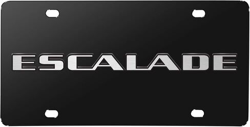 صورة iPick مصنوعة من أجل لوحة ترخيص Cadillac Escalade ثلاثية الأبعاد بشعار أسود من الفولاذ المقاوم للصدأ in Saudi Arabia