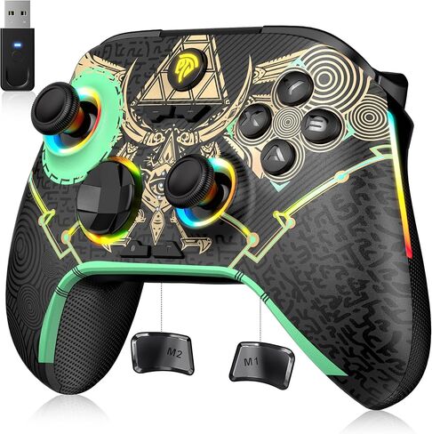 وحدة تحكم EasySMX X15 للكمبيوتر الشخصي مع عصا التحكم في القاعة/مشغلات القاعة/إضاءة RGB - تعمل لأجهزة الكمبيوتر التي تعمل بنظام Windows وAndroid وSteam وSwitch، باللون الأسود in Kuwait