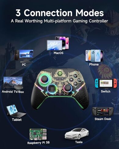 وحدة تحكم EasySMX X15 للكمبيوتر الشخصي مع عصا التحكم في القاعة/مشغلات القاعة/إضاءة RGB - تعمل لأجهزة الكمبيوتر التي تعمل بنظام Windows وAndroid وSteam وSwitch، باللون الأسود in Kuwait