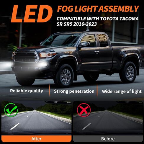 مجموعة مصابيح الضباب غير هالوجين متوافقة مع Tacoma SR SR5 2016-2023 مع حواف + مجموعة أسلاك + طقم مفاتيح + مصابيح الضباب H11 60W 12V in Saudi Arabia
