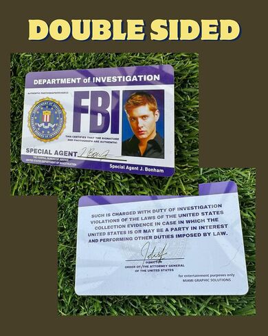معرف ترخيص مكتب التحقيقات الفيدرالي الخارق للطبيعة وينشستر | نسخة طبق الأصل من ترخيص Dean FBI: مزدوج الجوانب/مكمل رائع للأزياء/الجودة الاحترافية: ملحق سيارة مضحك in Kuwait
