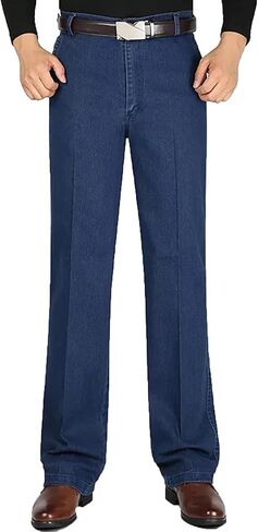 Jett Jeans للرجال الأكبر سنًا، بنطال جينز كلاسيكي مطاطي بقصة مستقيمة للرجال، من قماش الدنيم المطاطي للرجال in Saudi Arabia
