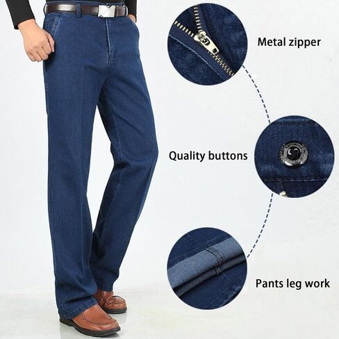 Jett Jeans للرجال الأكبر سنًا، بنطال جينز كلاسيكي مطاطي بقصة مستقيمة للرجال، من قماش الدنيم المطاطي للرجال in Saudi Arabia