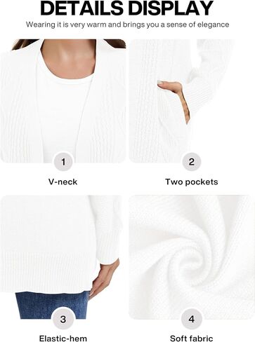 VIISHOW Women Cable Knit Cardigan Sweater V Neck Open Front Chunky Cardigan with Pocket Sweater Coat for Fall and Winter in Saudi Arabia