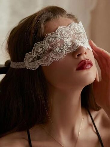 Mysterious Lace Masquerade Mask Blindfold Hollowed Lace Black Eye Mask Halloween Cosplay Costume Valentine Gifts for Women (Style4) in Kuwait