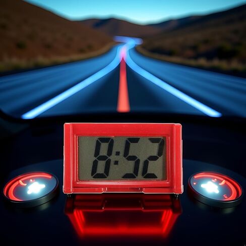 Red Car Dashboard Digital Clock,Vehicle Adhesive Clock with Jumbo LCD Time,Mini Automotive Stick On Watch for Car Truck Dashboard Lighting(ZS381) in Saudi Arabia