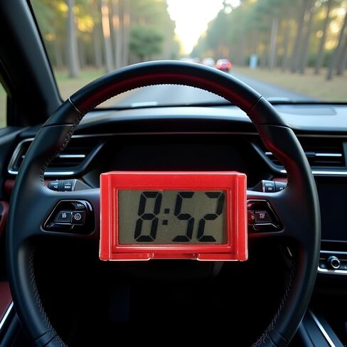 Red Car Dashboard Digital Clock,Vehicle Adhesive Clock with Jumbo LCD Time,Mini Automotive Stick On Watch for Car Truck Dashboard Lighting(ZS381) in Saudi Arabia