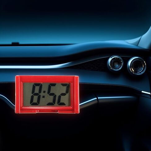 Red Car Dashboard Digital Clock,Vehicle Adhesive Clock with Jumbo LCD Time,Mini Automotive Stick On Watch for Car Truck Dashboard Lighting(ZS381) in Saudi Arabia