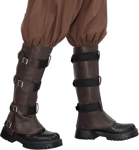 PROCOS Medieval Boots Cover Men's Pirate Viking Renaissance PU Leather Leg Armor Guard Halloween Costume Cosplay in Saudi Arabia