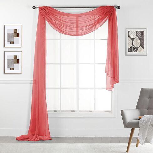 Empire Home 216" Long Sheer Window Valance/Scarf - Over 20 Colors! (Black) in Saudi Arabia