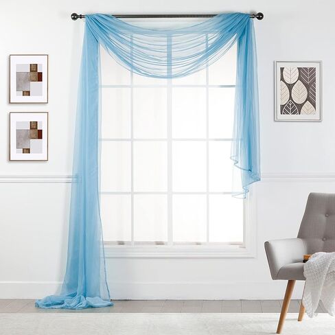 Empire Home 216" Long Sheer Window Valance/Scarf - Over 20 Colors! (Black) in Saudi Arabia