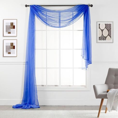 Empire Home 216" Long Sheer Window Valance/Scarf - Over 20 Colors! (Black) in Saudi Arabia