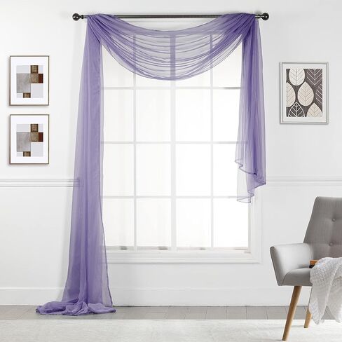 Empire Home 216" Long Sheer Window Valance/Scarf - Over 20 Colors! (Black) in Saudi Arabia