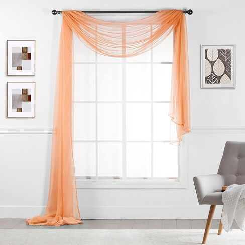 Empire Home 216" Long Sheer Window Valance/Scarf - Over 20 Colors! (Black) in Saudi Arabia
