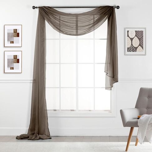 Empire Home 216" Long Sheer Window Valance/Scarf - Over 20 Colors! (Black) in Saudi Arabia