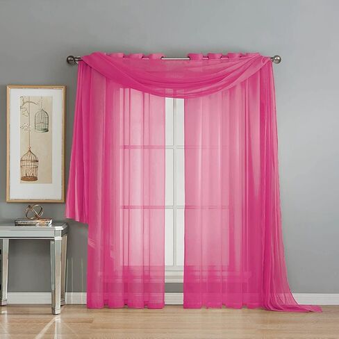 Empire Home 216" Long Sheer Window Valance/Scarf - Over 20 Colors! (Black) in Saudi Arabia