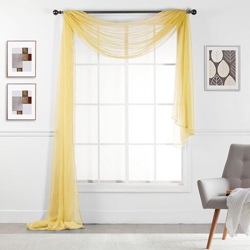 Empire Home 216" Long Sheer Window Valance/Scarf - Over 20 Colors! (Black) in Saudi Arabia