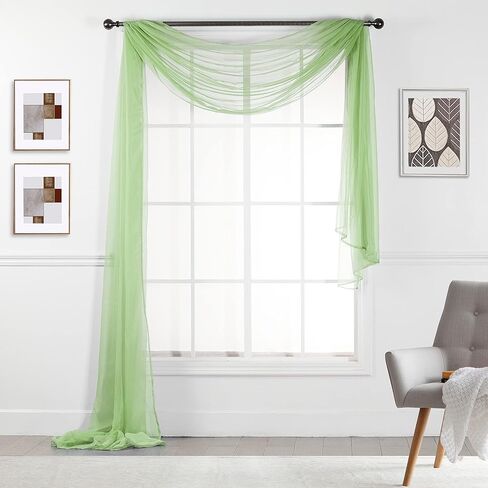 Empire Home 216" Long Sheer Window Valance/Scarf - Over 20 Colors! (Black) in Saudi Arabia