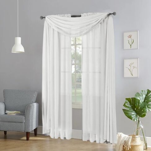 3 قطع من وشاح الفوال الشفاف ستارة النافذة الستارة 1 وشاح وطبقتين زنبق (رمادي داكن) in Kuwait