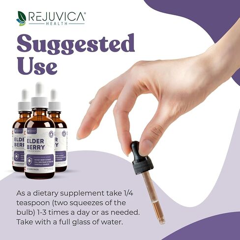 Rejuvica Health Active Elderberry - Advanced Elderberry Extract - Liquid Delivery for Better Absorption - Vegan Sugar Free Non GMO 4oz Value Size in Kuwait