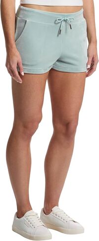 Juicy Couture Women's Velour Juicy Shorts with Back Bling, Pastel Turquoise in Saudi Arabia
