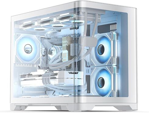 AsiaHorse ATX PC Case Dual Chamber 180° Full View Tempered Glass Gaming PC Case with Type-C Port, 360mm Radiator Support,RTX 40 Compatible, High Airflow Mid-Tower ATX PC Case. Perseus-White in Saudi Arabia