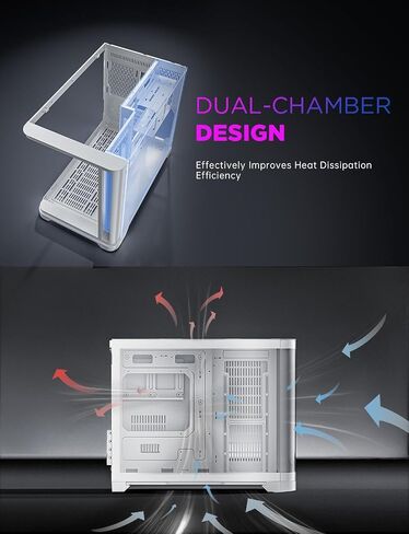 AsiaHorse ATX PC Case Dual Chamber 180° Full View Tempered Glass Gaming PC Case with Type-C Port, 360mm Radiator Support,RTX 40 Compatible, High Airflow Mid-Tower ATX PC Case. Perseus-White in Saudi Arabia