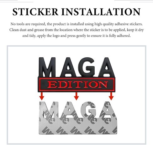 شعار السيارة MAGA Edition، ملصق معدني كامل مرتفع ثلاثي الأبعاد، ملصقات شخصية MAGA، لاصق قوي خارجي لتزيين جسم السيارة منقوش لسيارة شاحنة الدفع الرباعي (أسود وأحمر) in Saudi Arabia