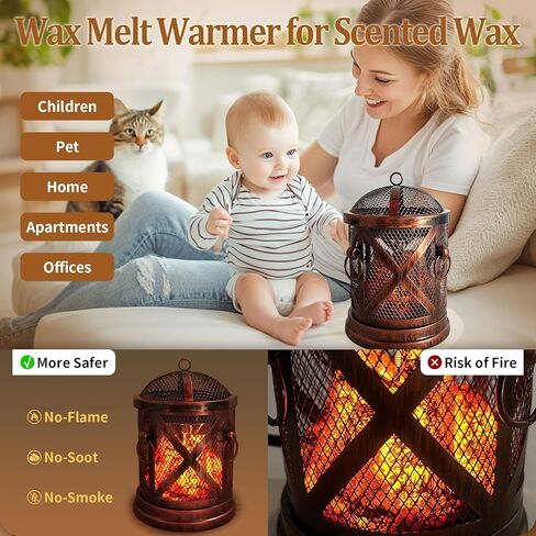 LIFFY Wax Melt Candle Warmer - Electric Wax Melter with Lamp & Timer, Fragrance Warmer, Oil Burner, Aromatherapy Essential for Home & Office, Wax Warmer for Scented Wax Gift & Decor (Copper) in Kuwait