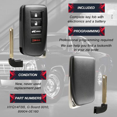 USARemote Key Fob استبدال بدون مفتاح دخول عن بعد لعام 2016 2017 2018 2019 2020 2021 Lexus LX570 RX350 RX350L RX450H RX450HL مفتاح ذكي للقرب بأربعة أزرار (HYQ14FBB، G Board 0010، 89904-0E160) in Saudi Arabia