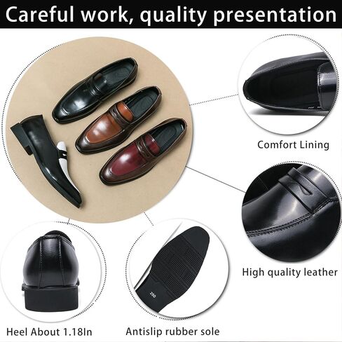 Men's Two-Tone Leather Penny Loafers Slip-On Dress Shoes for Office & Casual Soft Comfortable Moccasins in Kuwait