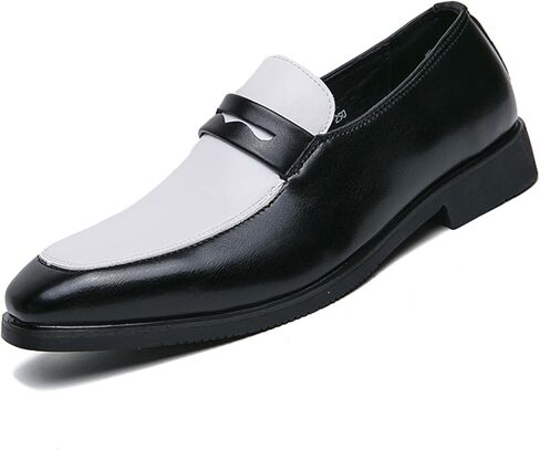 Men's Two-Tone Leather Penny Loafers Slip-On Dress Shoes for Office & Casual Soft Comfortable Moccasins in Kuwait