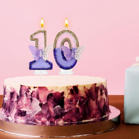 Purple Butterfly Number Candle，Butterfly Decorations for Cake，Butterfly Birthday Decorations，Large Pink and Purple Candle，Suitable for Birthdays, Anniversaries, Parties (Large Butterfly, 4) in Saudi Arabia