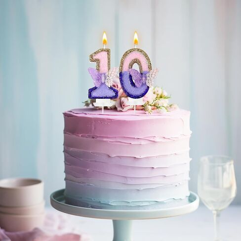 Purple Butterfly Number Candle，Butterfly Decorations for Cake，Butterfly Birthday Decorations，Large Pink and Purple Candle，Suitable for Birthdays, Anniversaries, Parties (Large Butterfly, 4) in Saudi Arabia