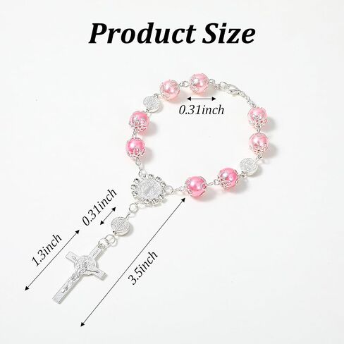 4 Pcs Car Rosary Cross Pendant Interior Car Accessories Rear View Mirror Cross Blessing Beads Decor Auto Rearview Catholic Rosary Hanging Charm for Woman Men Personalized Ornament in Saudi Arabia