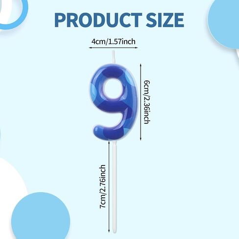 Cartoon Birthday Number Candle, Blue Anime Space Themed Number Cake Topper for Kids Party Decorations (6) in Saudi Arabia
