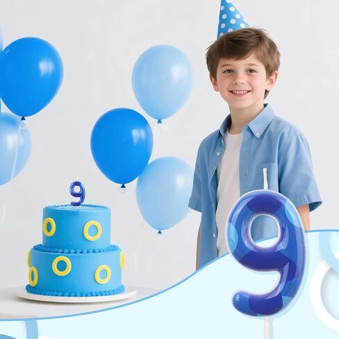Cartoon Birthday Number Candle, Blue Anime Space Themed Number Cake Topper for Kids Party Decorations (6) in Saudi Arabia