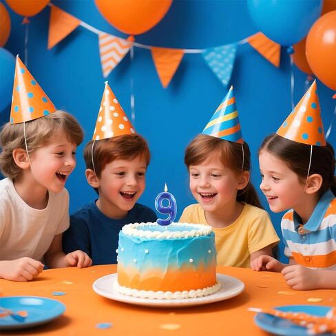 Cartoon Birthday Number Candle, Blue Anime Space Themed Number Cake Topper for Kids Party Decorations (6) in Saudi Arabia