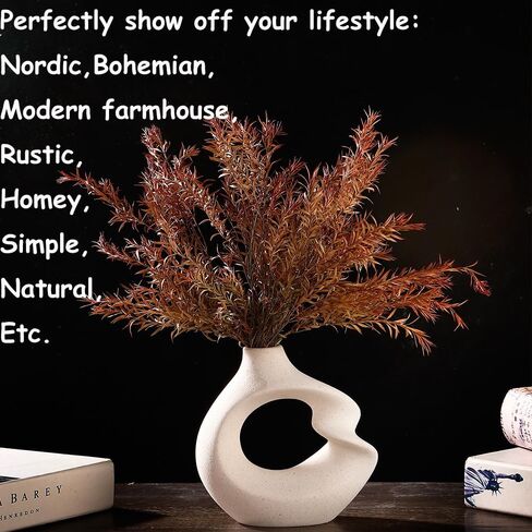 Modern White vase Set of 2,Pampas Grass Ceramic vases for Wedding Party,Aesthetic Flower Vase for Home Decor,Kitchen Tables,Living Room,Bedroom,Console,Wooden Shelf,Office,Coffee Decoration(2 Pcs) in Saudi Arabia