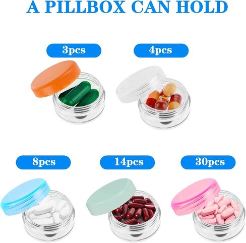 Small Pill Box, 5 Pcs Cute Travel Pill Organizer Mini Tiny Pills Case for Pocket Purse Portable Briefcase Medicines Storage Container Earplug Case in Saudi Arabia