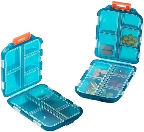 Portable Travel Pill Organizer with Labels –7-Day Pill Case for Daily Medication Storage, Compact Medicine Container for Purse & Pocket (Peacock Green, 161 Labels) in Saudi Arabia