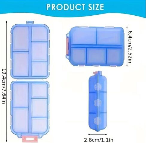 Portable Travel Pill Organizer with Labels –7-Day Pill Case for Daily Medication Storage, Compact Medicine Container for Purse & Pocket (Peacock Green, 161 Labels) in Saudi Arabia