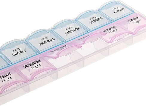 Pill Box Organiser, 14 Compartments Tablet Dispenser Storage Case AM PM Weekly Medicine Bottle Container for Outdoor Camping Travel in Saudi Arabia