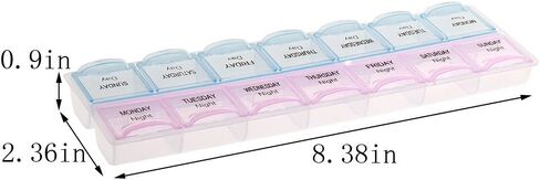 Pill Box Organiser, 14 Compartments Tablet Dispenser Storage Case AM PM Weekly Medicine Bottle Container for Outdoor Camping Travel in Saudi Arabia