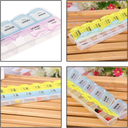 Pill Box Organiser, 14 Compartments Tablet Dispenser Storage Case AM PM Weekly Medicine Bottle Container for Outdoor Camping Travel in Saudi Arabia
