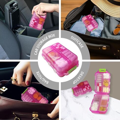 Medicine Labels with Pill Box Travel Daily Pill Container Mini Medication Organizer Storage Pill Organizer Travel Essentials Pill Case 7 Day Pill Dispenser(Blue & 161 Lables) in Saudi Arabia